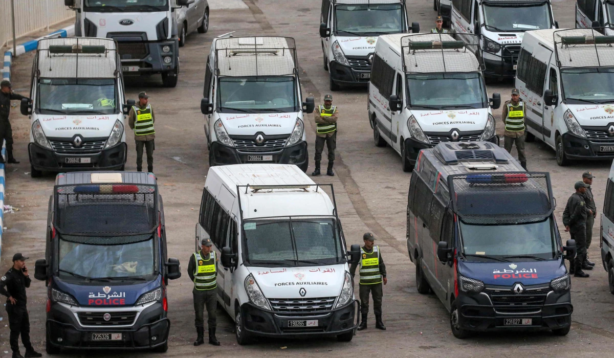 Vehicles of Morocco's Police and Auxiliary Forces are deployed in northern Morocco on September 30, 2024. (AFP)