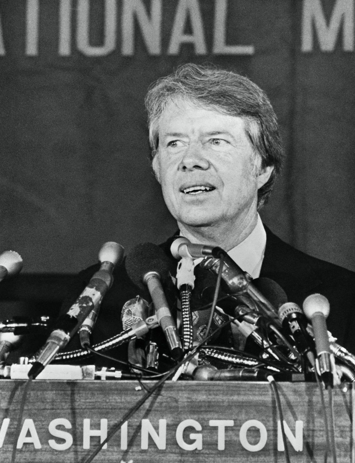Jimmy Carter gives a press conference on May 10, 1976 in Washington on his election as the 39th US president . (AFP)