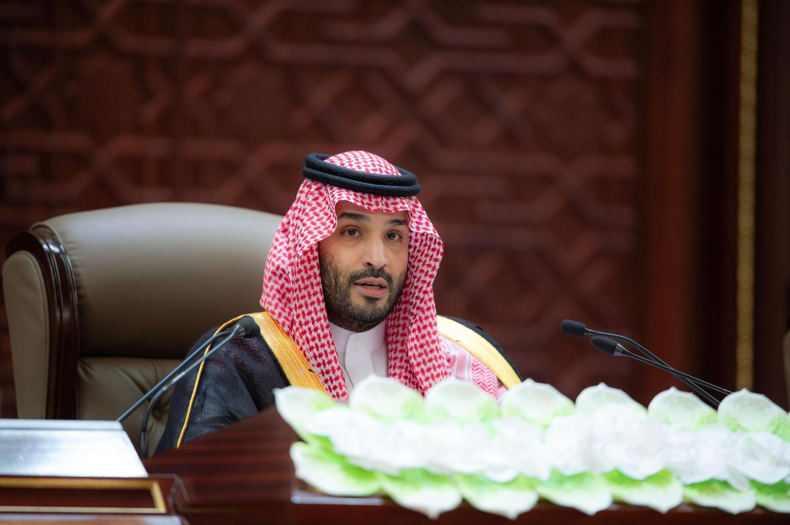 In September 2024, the crown prince addressed the opening of the 9th session of the Shoura Council on Palestine. (SPA)