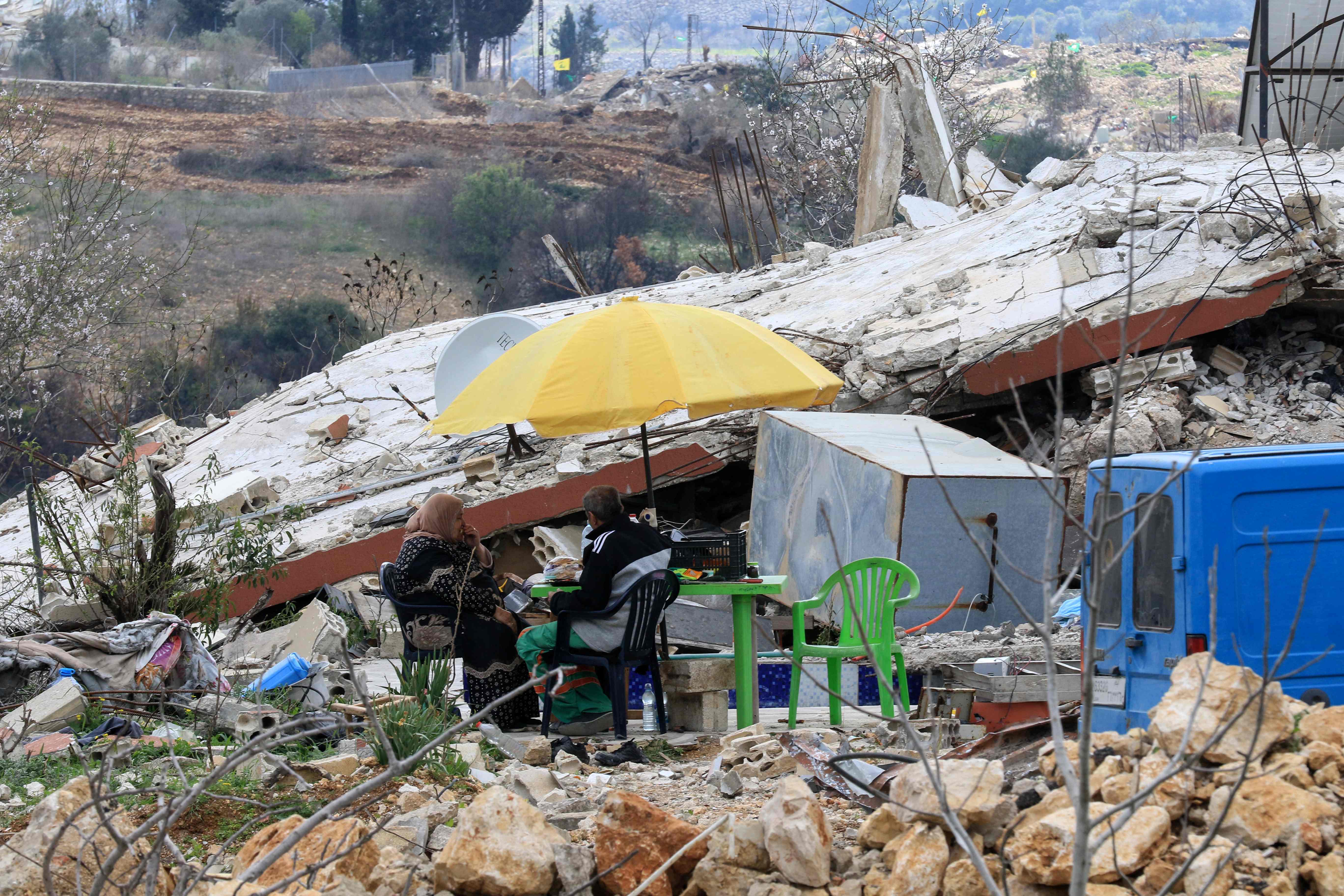 Elsewhere on Saturday, residents continued to return to towns from which the Israeli army has withdrawn, to destruction in many areas. (AFP)
