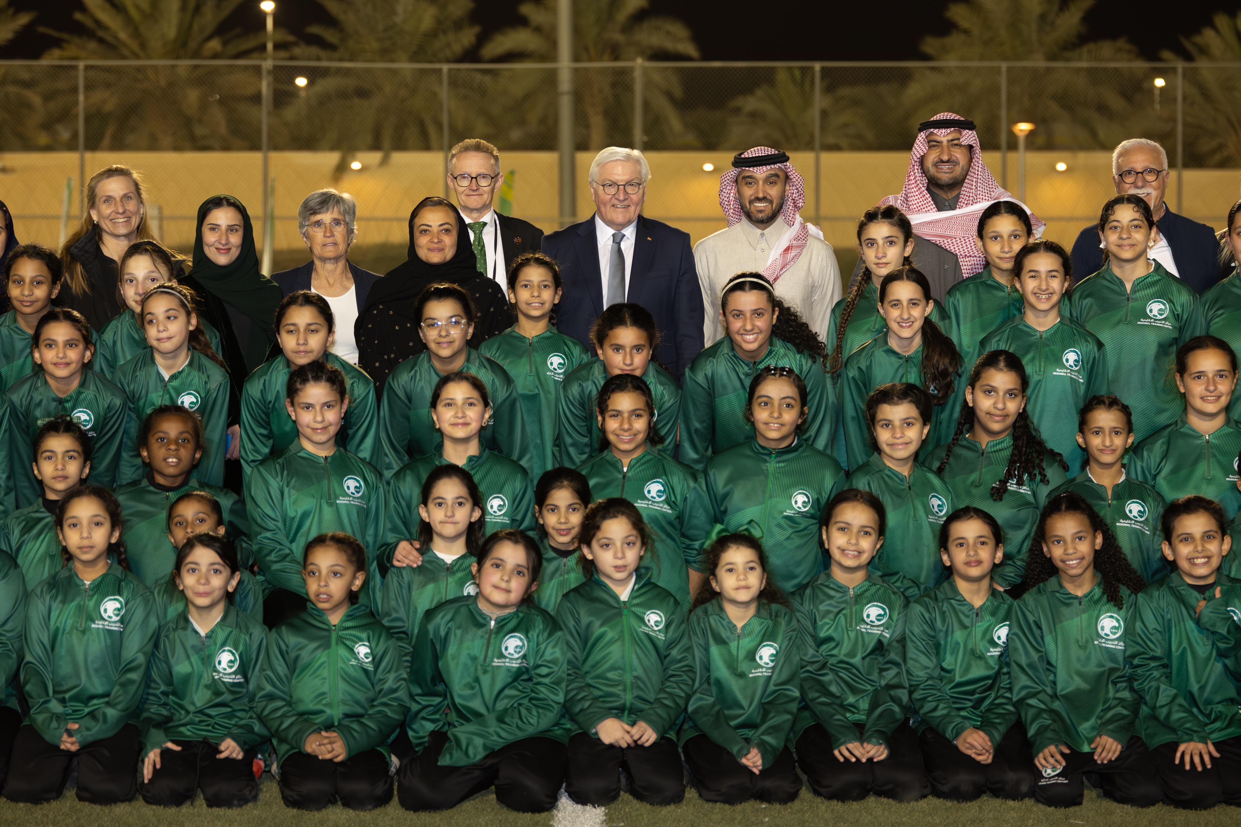 Germany President Frank-Walter Steinmeier on his visit to the Riyadh Regional Training Center (RTC) on Monday during his first visit to the Kingdom. (SAFF)