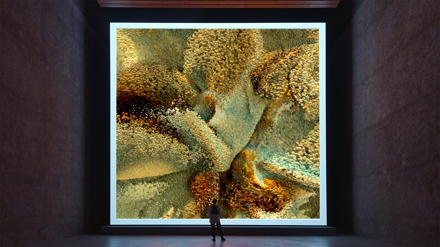 Refik Anadol, Machine Hallucinations Mars (Infinite AI Data Painting), 2021 (estimate $800,000-1,200,000) - in situ. (Supplied)
