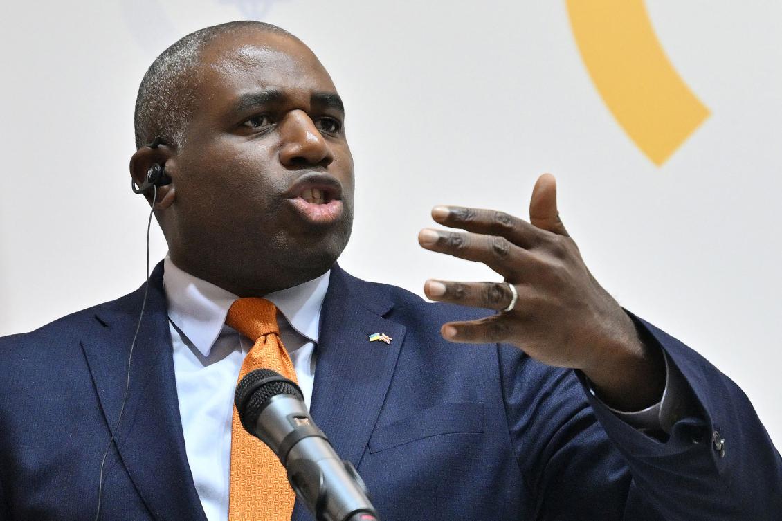 Britain’s Foreign Secretary David Lammy said in Kyiv on February 5, 2025 that Palestinians should be able to “live and prosper” in Gaza and the West Bank, hitting back at US President Donald Trump’s proposal to take over the Gaza Strip. (AFP)