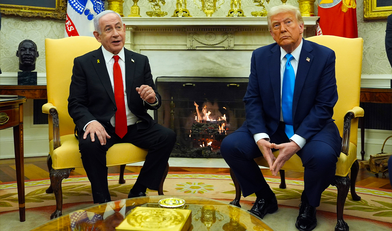President Donald Trump (right( meets with Israeli Prime Minister Benjamin Netanyahu in the Oval Office of the White House in Washington, US, on Feb. 4, 2025. (AP/File)