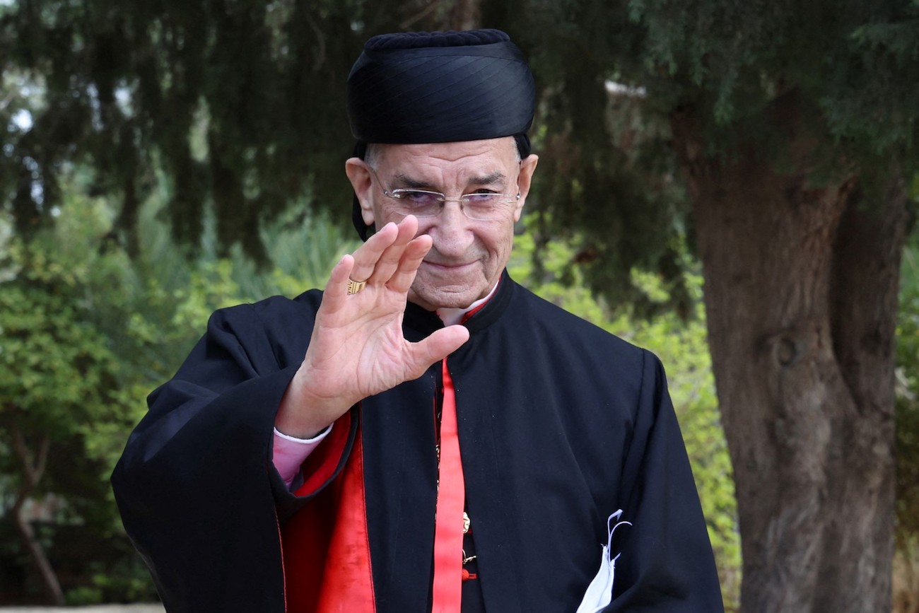 Lebanon’s Maronite Patriarch Bechara Al-Rahi waves. (File/AFP)
