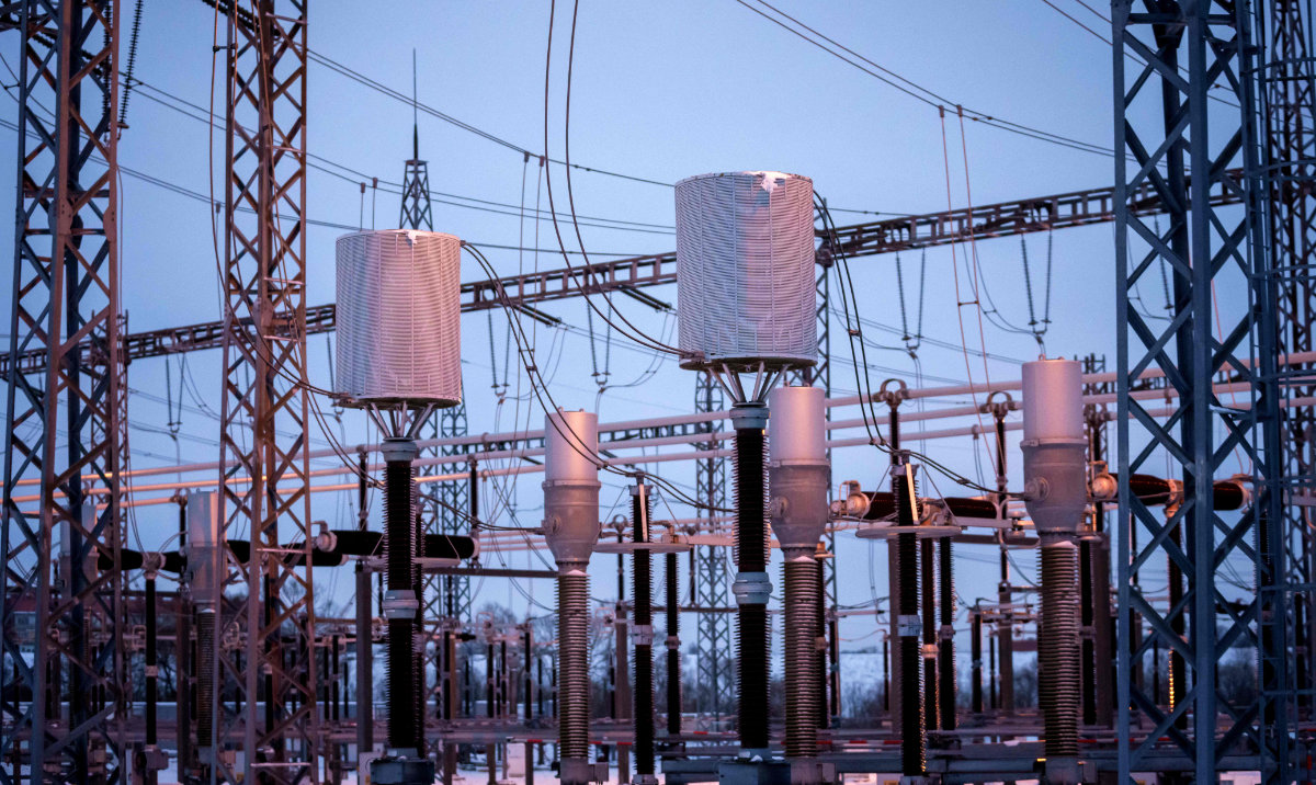 A photo taken on February 8, 2025 shows the power substation in Rezekne, Latvia before the disconnection of the major power line between Latvia and Russia. The three Baltic states on February 8 cut ties with Russia's power grid to join the European Union's network, the culmination of a years-long process that gained urgency with Moscow's invasion of Ukraine. (AFP)