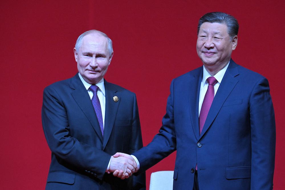 Above, Russia’s President Vladimir Putin and China’s President Xi Jinping attend a concert in Beijing on May 16, 2024. Xi will attend the 80th anniversary of the Great Patriotic War in Moscow. (Sputnik/AFP)
