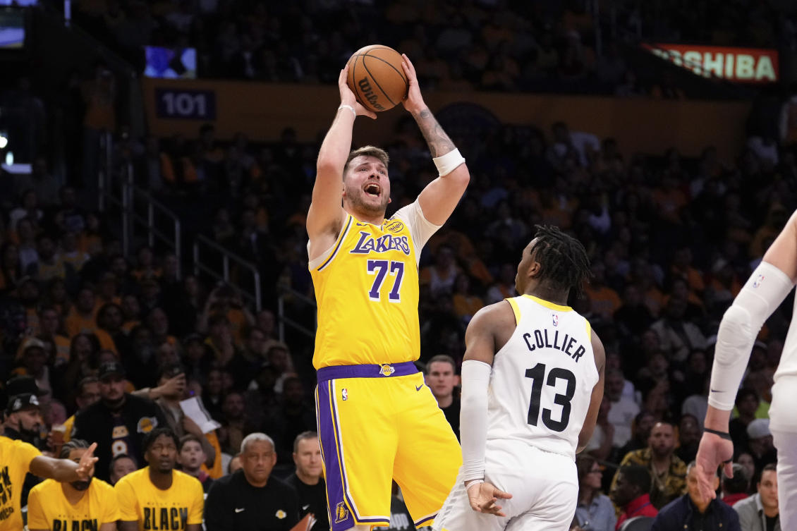The game was Luka Doncic’s first in nearly seven weeks since he strained his left calf on Christmas with the Dallas Mavericks. (AP)