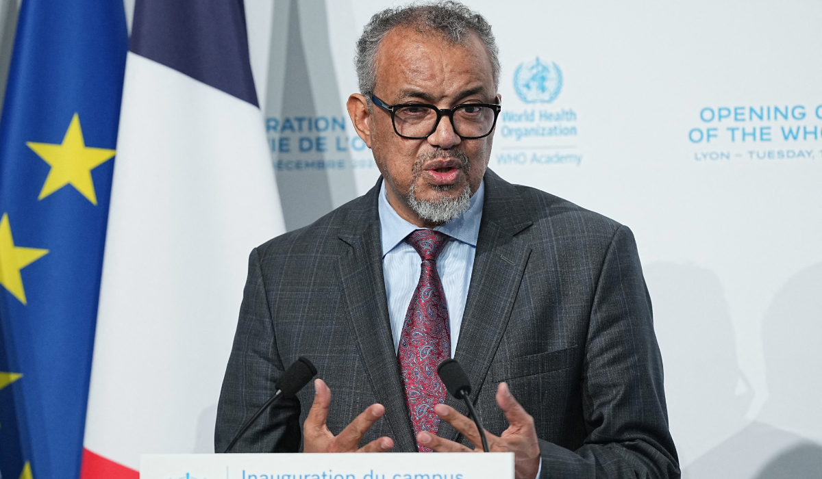 Director General of the World Health Organization (WHO), Tedros Adhanom Ghebreyesus delivers a speech during the inauguration and opening ceremony of the World Health Organization (WHO) academy in Lyon, central eastern France, on December 17, 2024. (AFP)