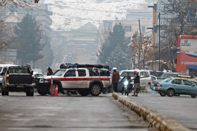 Taliban security forces block a road after a suicide blast in Kabul on January 11, 2023. (AFP/File)