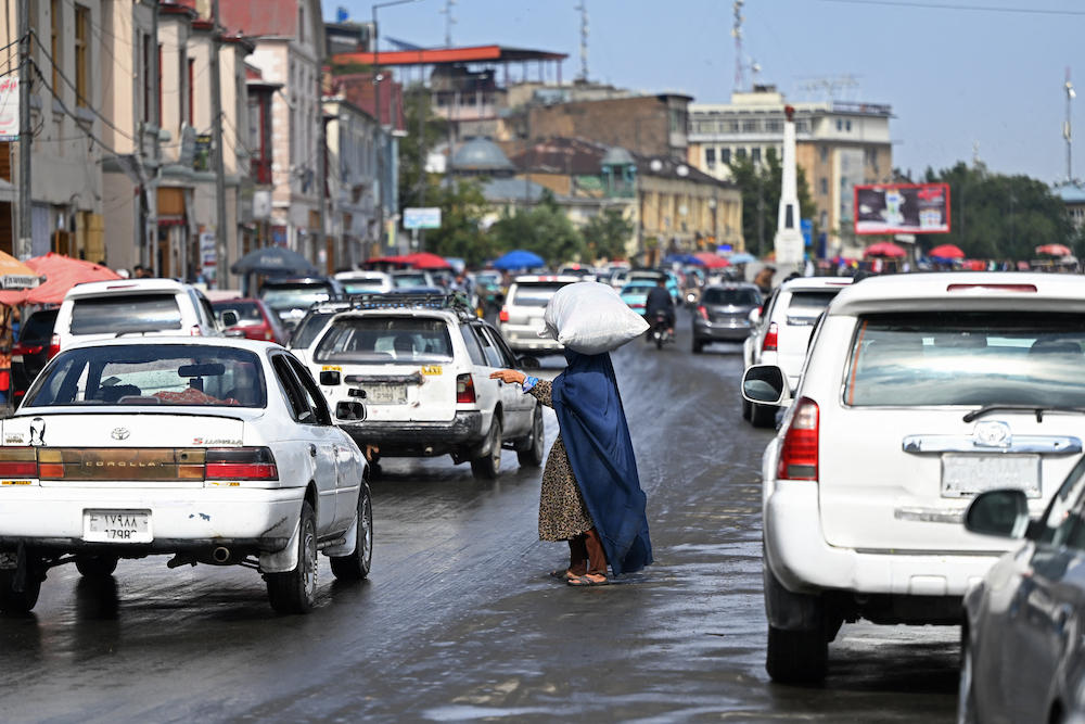An explosion occurred near government offices in Kabul on Tuesday, officials said. Above, a road in Kabul. (AFP file photo)
