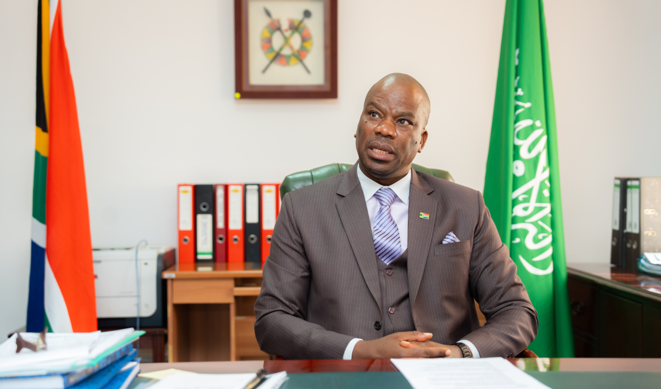 During his interview with Arab News, the ambassador highlighted the excitement felt about G20’s presidency in South Africa, underlining that “it will be the first time that the G20 is hosted on African soil.” (AN photo by Huda Bahsattah)