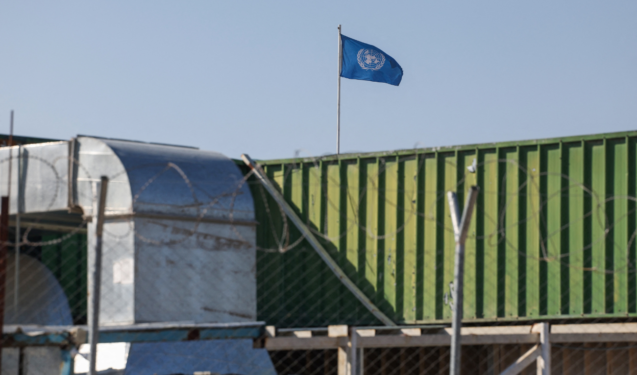 The United Nations flag flutters atop the United Nations Relief and Works Agency - UNRWA's West Bank Field Office in Jerusalem on January 29, 2025. (AFP/File)