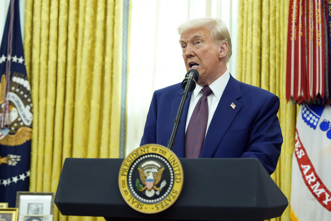 President Donald Trump speaks before Robert F. Kennedy Jr., is sworn in as Health and Human Services Secretary in the Oval Office at the White House, Thursday, Feb. 13, 2025, in Washington. (Photo/Alex Brandon)
