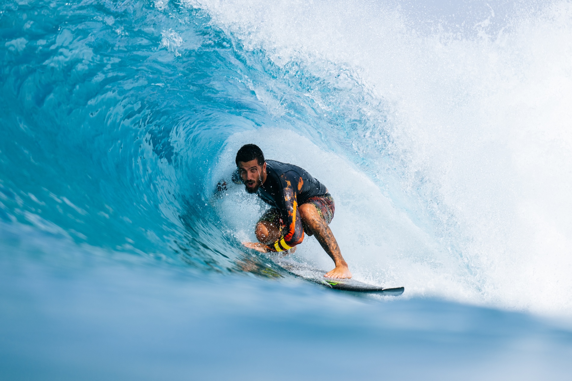 Ramzi Boukhiam of Morocco surfs in a warmup session prior to the commencement of the Opening Round at the Surf Abu Dhabi Pro (Supplied)