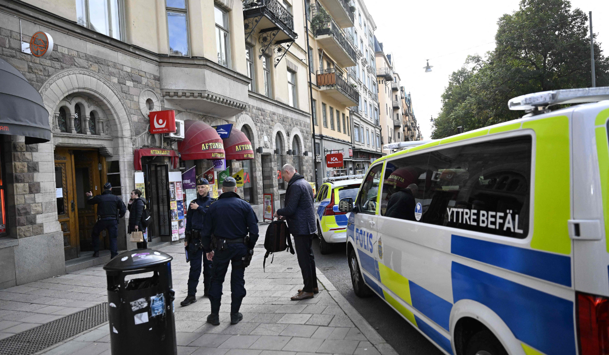 Policemen stand guard in Stockholm. (AFP file photo)