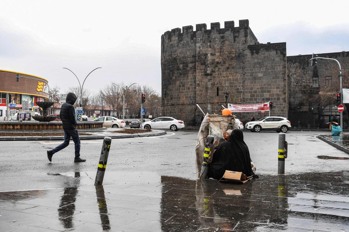A man walks in the historical Sur district in Diyarbakir, southeastern Turkey, on February 13, 2025. Ocalan, founder of the Kurdistan Workers' Party (PKK), is to make "a historic call" to his followers in the coming weeks that many hope will pave the way for a democratic solution to the Kurdish question. (AFP)