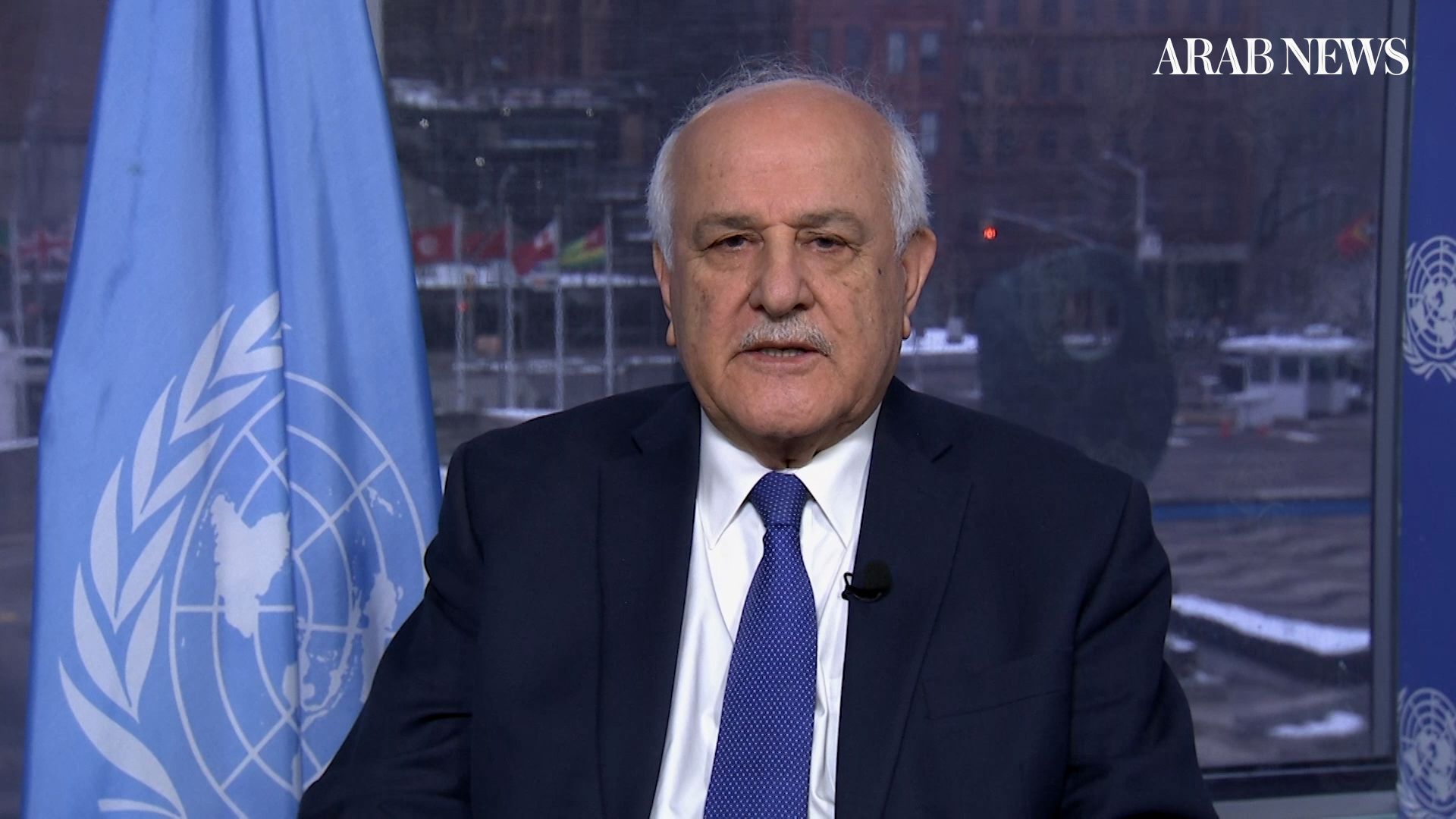 Riyad Mansour, permanent observer of Palestine to the UN, during his appearance on the “Frankly Speaking” current affairs show. (AN Photo)