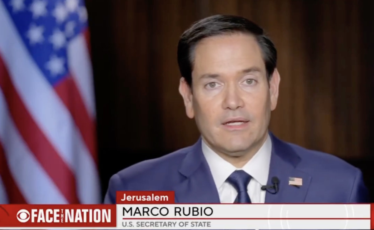 US Secretary of State Marco Rubio being interviewed on CBS News on Sunday. (Screen grab from CBS video shared on social media)
