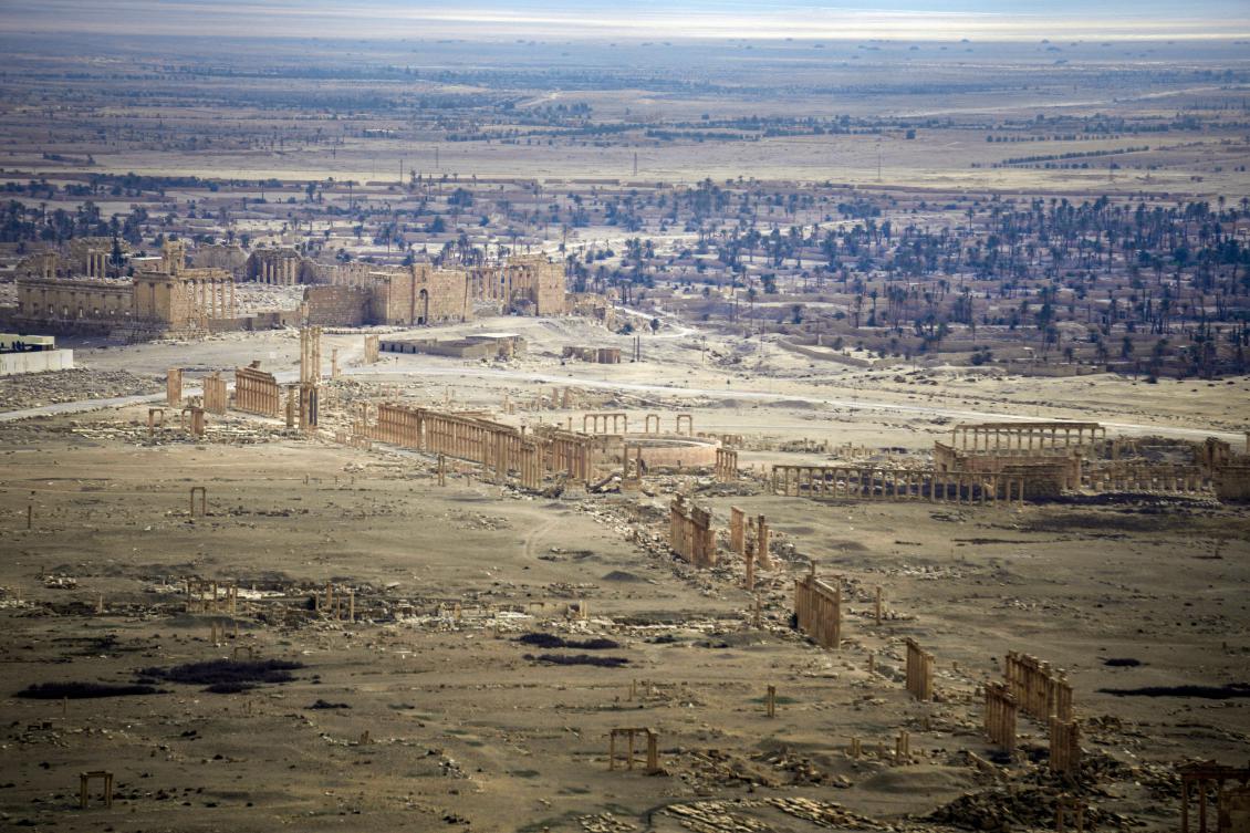 A high-angle view shows the ancient city of Palmyra, Syria on Jan. 25, 2025. (AP)