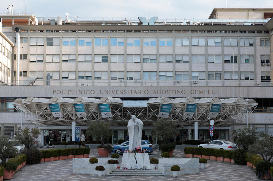 Above, the Gemelli Hospital where Pope Francis is admitted to continue treatment for ongoing bronchitis, in Rome, Italy on Feb. 17, 2025. (Reuters)