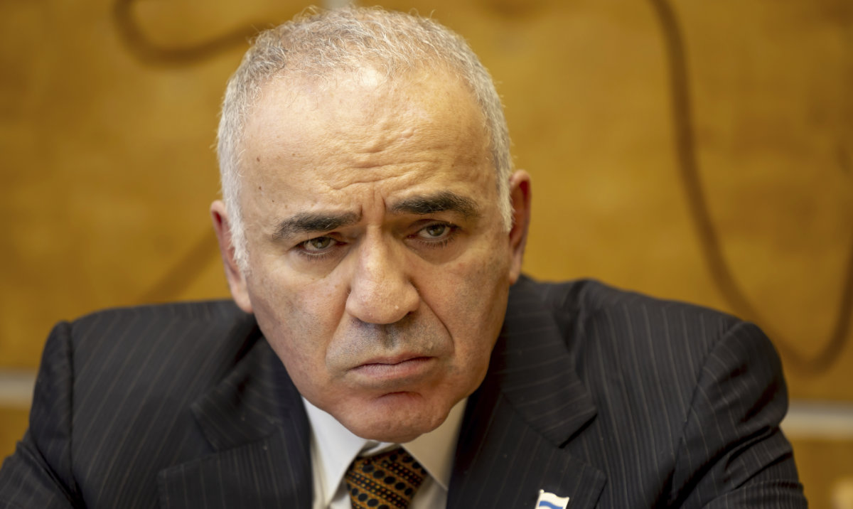 Prominent Russian opposition figure and former world chess champion Garry Kasparov attends a preview of the Geneva Summit for Human Rights, at the European headquarters of the United Nations in Geneva, Switzerland, Monday, Feb. 17, 2025. (AP)
