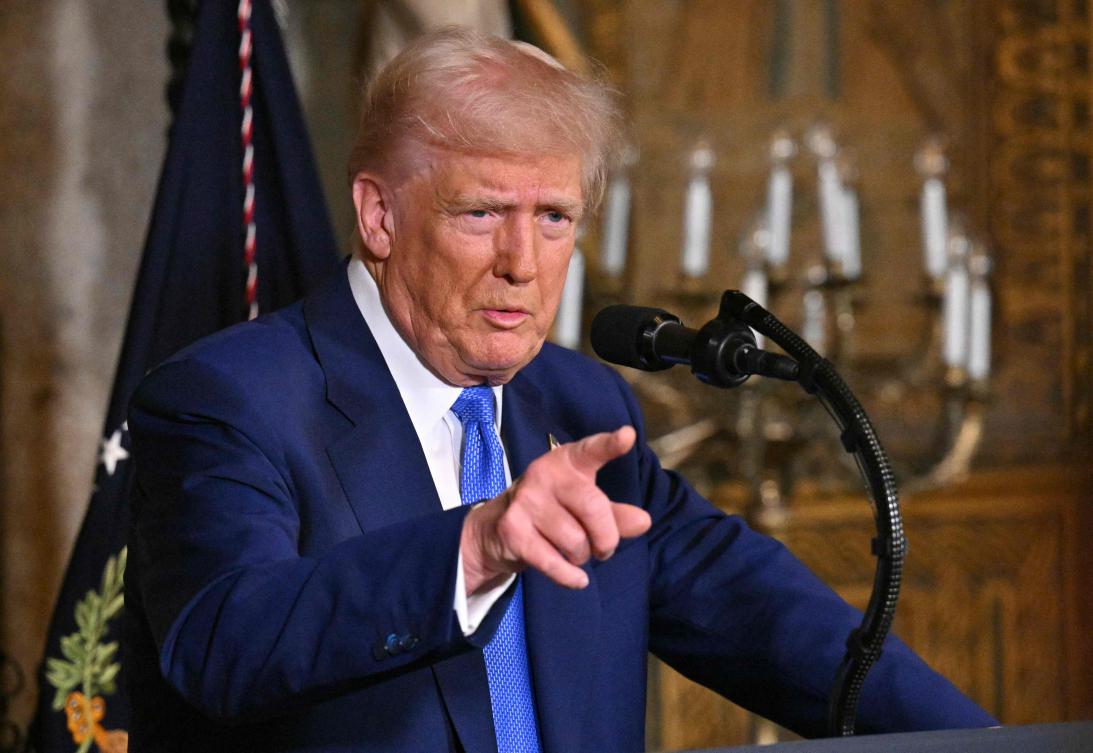 US President Donald Trump speaks during signing of executive orders at his Mar-a-Lago resort in Palm Beach, Florida, on February 18, 2025. (AFP)