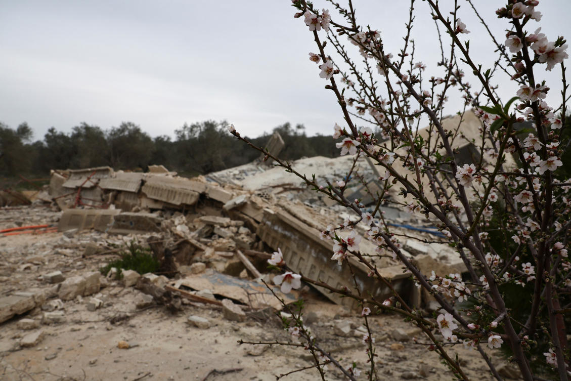 A view shows damaged structures in the southern Lebanese village of Kfar Kila, as Israeli troops withdrew from most of south Lebanon, in Lebanon, February 19, 2025. REUTERS/Emilie Madi