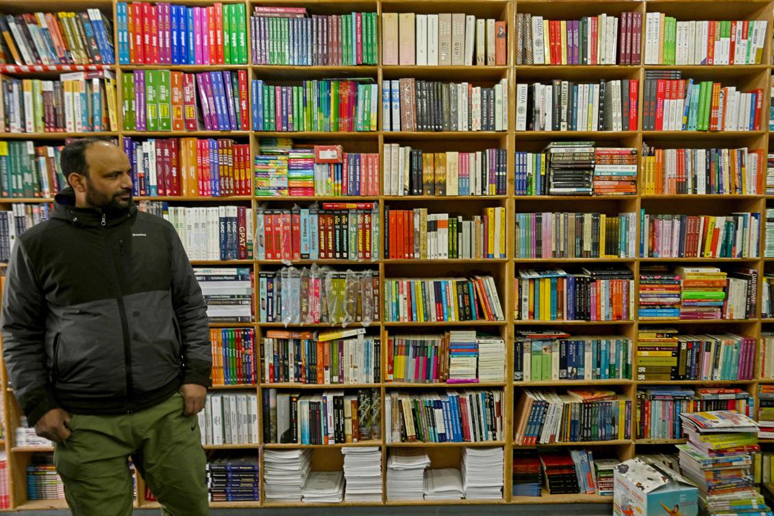 A man visits a bookshop in Srinagar on Feb. 18, 2025. (AFP)