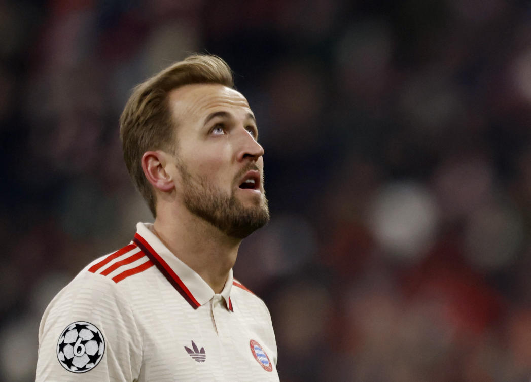 Bayern Munich’s Harry KaneSoccer during their Champions League — Knockout Phase Playoff — Second Leg — against Celtic — Allianz Arena, Munich, Feb. 18, 2025. (Reuters)