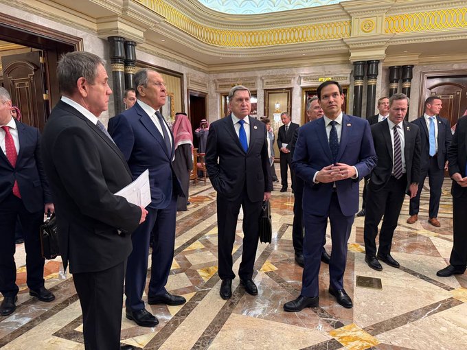 Russian & US delegations in Riyad, in the photo Foreign Minister Sergey Lavrov & US State Secretary Rubio (X/@mfa_russia)