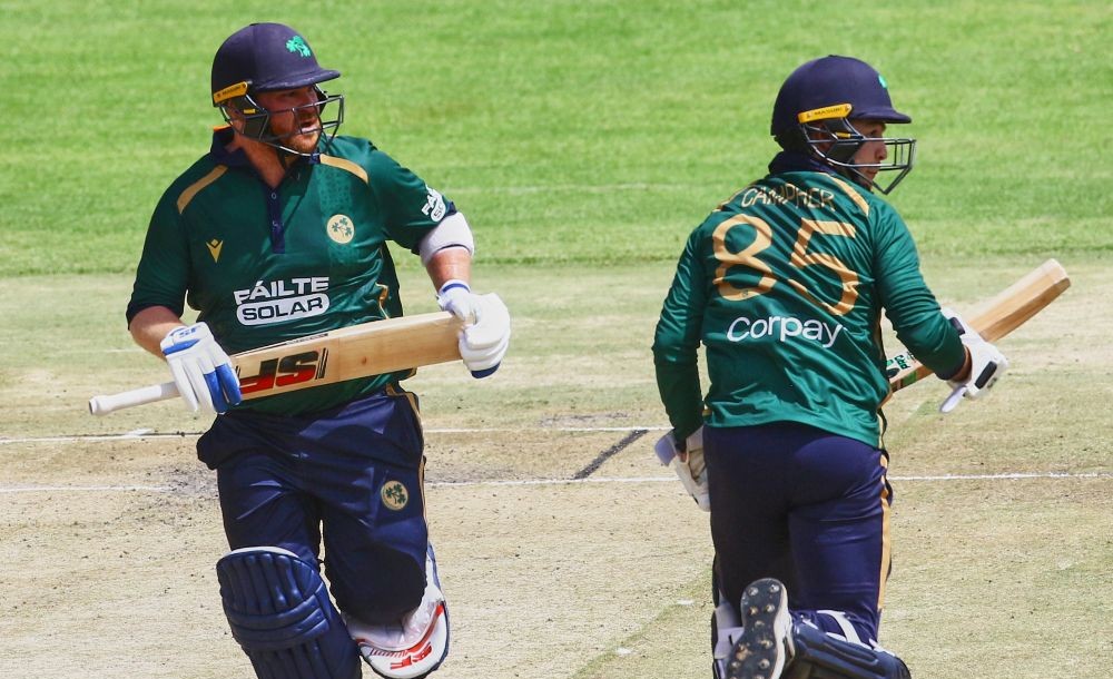 Paul Stirling and Curtis Campher in action for Ireland. (X/@cricketireland)