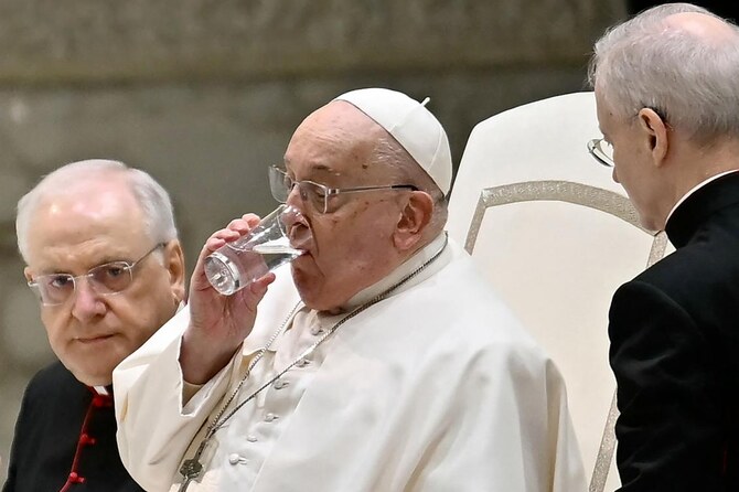 Pope Francis’ complex respiratory infection isn't life-threatening, but he's not out of danger, his medical team said Friday. (AFP/File)