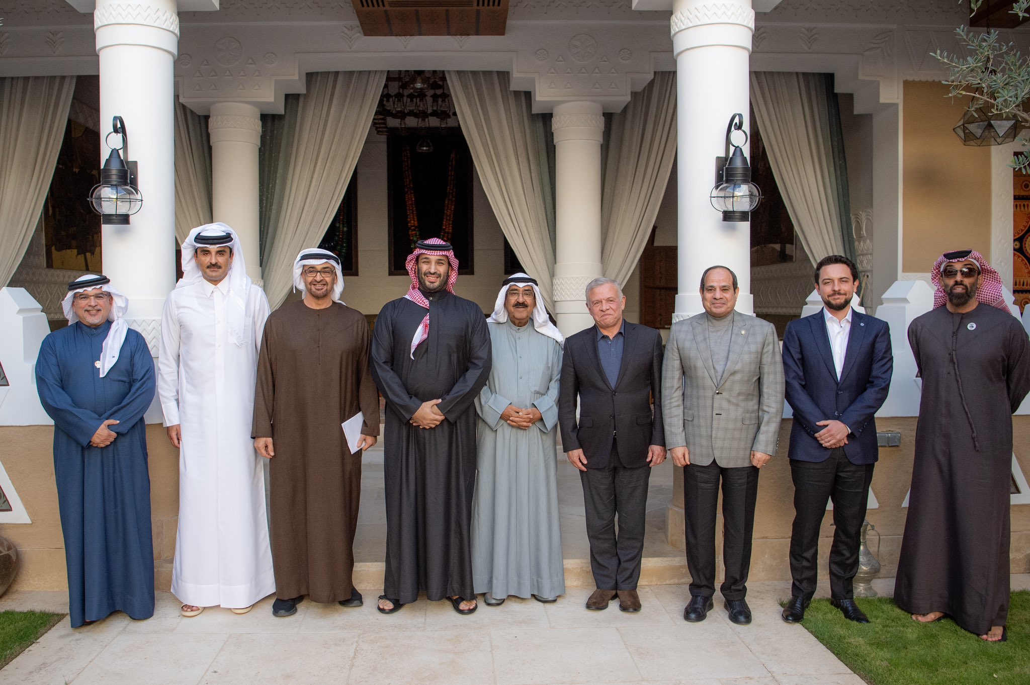 Leaders from Gulf countries, Jordan and Egypt were hosted by Saudi Crown Prince Mohammed bin Salman in Riyadh on Friday. (X/@Badermasaker)