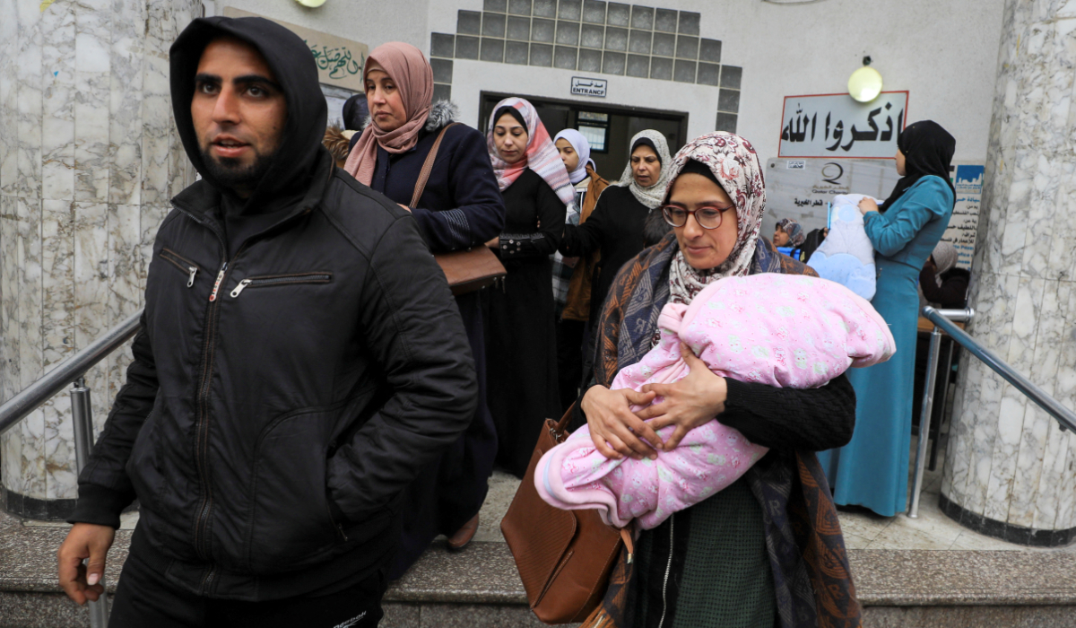 Palestinians leave a clinic during a polio vaccination campaign, amid a ceasefire between Israel and Hamas, in Gaza City February 22, 2025. (REUTERS)