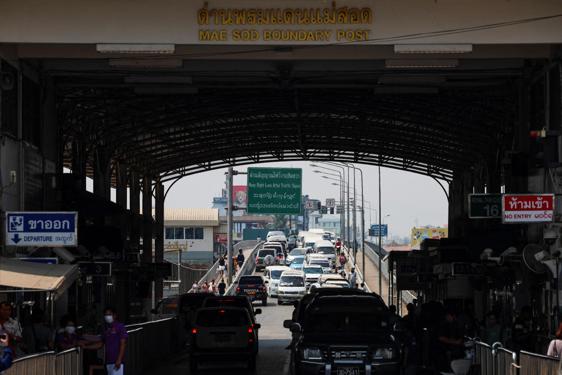 Above, the Thai-Myanmar border via Thailand-Myanmar Friendship Bridge 1. Authorities have attempted to dismantle scam centers and illegal online operations on the border. (Reuters)