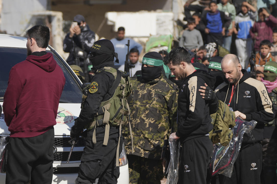 Israel has delayed the release of some 600 Palestinian prisoners over the treatment of captives, who were paraded before crowds.(File/AP)