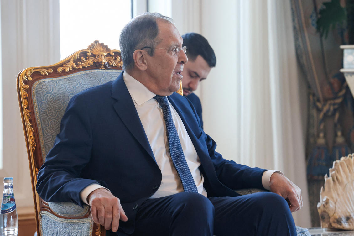 Russia's Foreign Minister Sergei Lavrov attends a meeting with Emir of Qatar Sheikh Tamim bin Hamad Al Thani in Doha, Qatar February 26, 2025. (Reuters)