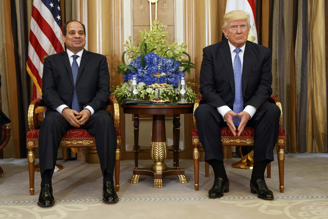 Egyptian President Abdel Fattah El-Sisi (L) and US President Donald Trump in 2017. (AP/File Photo)