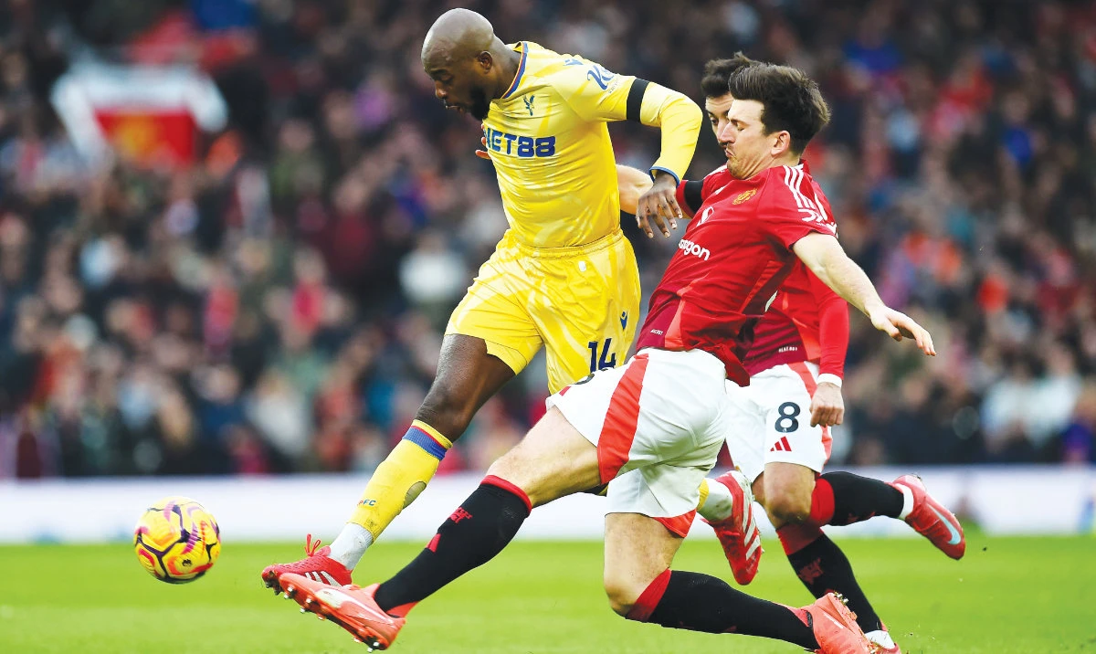 Jean Philippe-Mateta was Palace’s hero with both goals as United suffered a fifth defeat in their last six home league games. (Reuters)