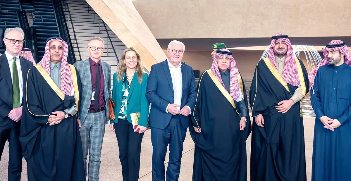 German President Frank-Walter Steinmeier and his delegation attended a visual presentation detailing the project and its current stages of implementation. (SPA)