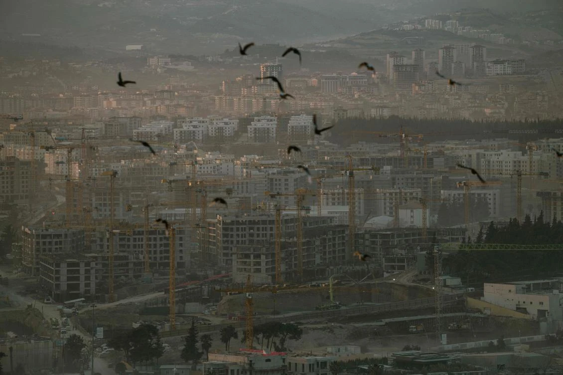 (FILES) This photograph shows construction areas of Turkish public housing agency (TOKI) in Antakya on January 29, 2025, on the second anniversary of the earthquake that devastated south-east Turkiye and northern Syria.(AFP)