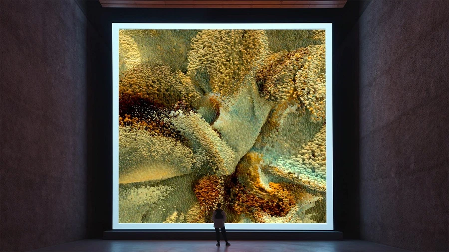 Refik Anadol, Machine Hallucinations Mars (Infinite AI Data Painting), 2021 (estimate $800,000-1,200,000) - in situ. (Supplied)