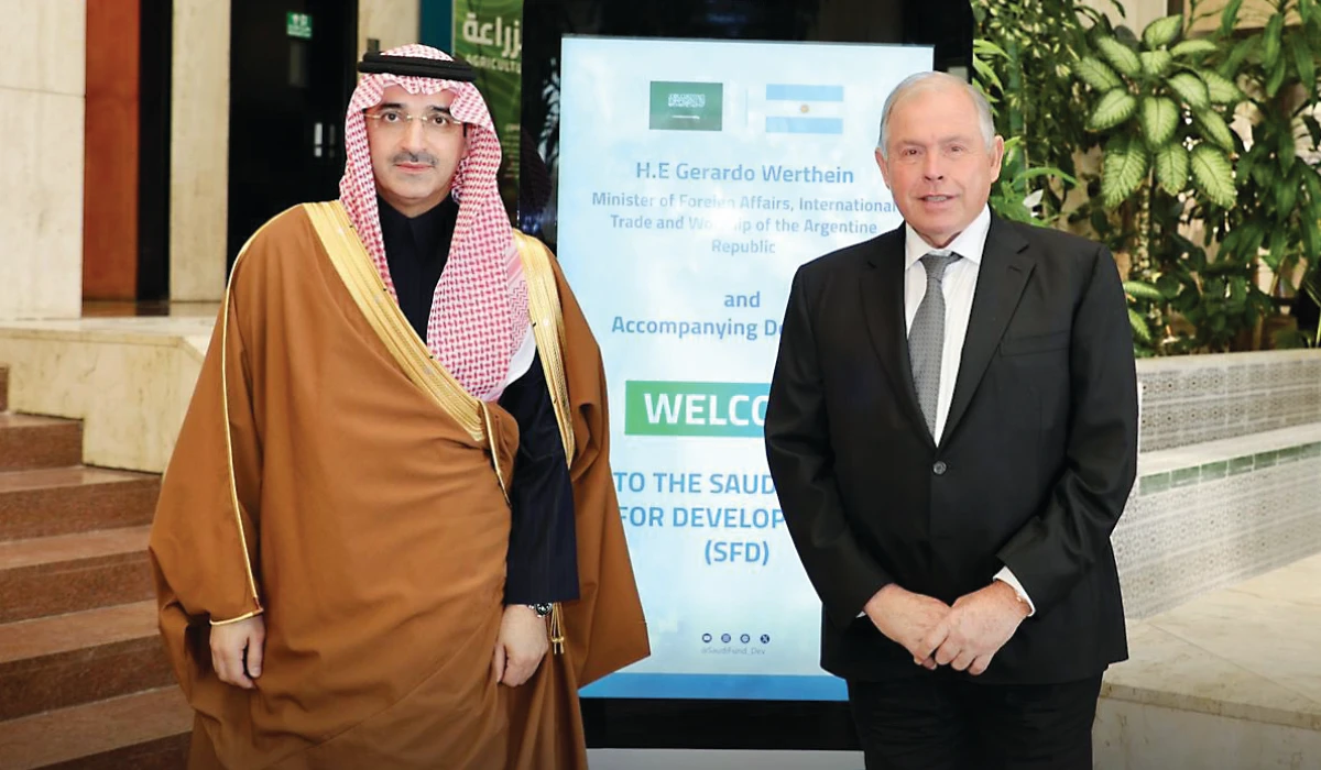 Sultan Al-Marshad (L) and Gerardo Werthein in Riyadh. (Supplied)