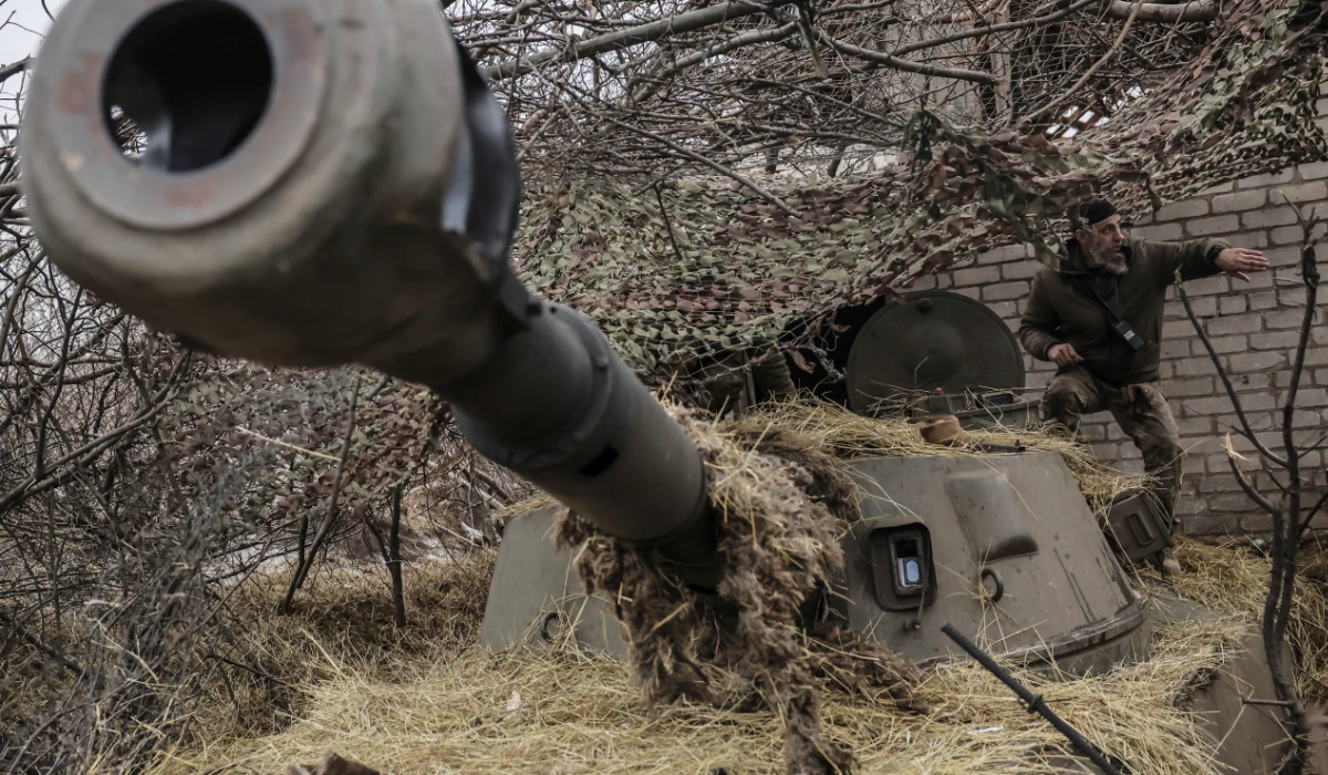 In this photo provided by Ukraine's 24th Mechanised Brigade press service, a serviceman prepares to fire 2s1 self-propelled 122mm howitzer towards Russian positions on the front line near Chasiv Yar, Donetsk region, Ukraine, Thursday, Feb. 7, 2025. (AP)
