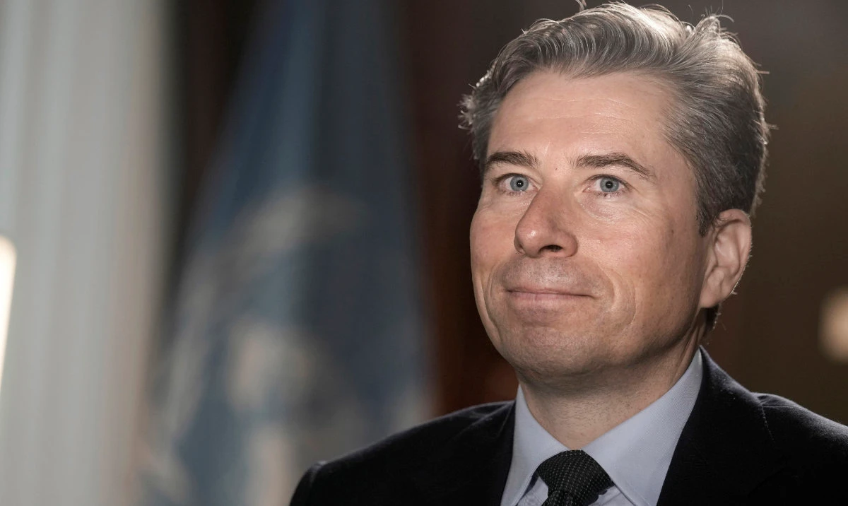 UN humanitarian chief Tom Fletcher speaks during an interview in Cairo, Egypt, Sunday, Feb. 9, 2025. (AP)
