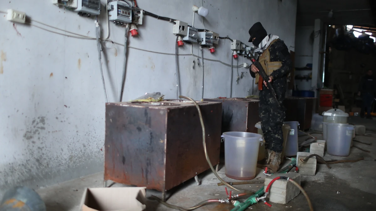 Syrian forces said it seized farms, warehouses and factories for the production and packaging of hashish and captagon pills, Feb 10, 2025. (SANA)