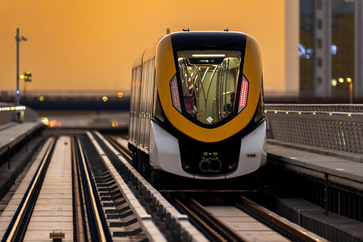 A train is pictured on the Riyadh Metro. (AN Photo)