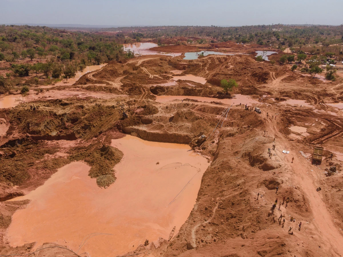 This aerial view taken on January 31, 2025, shows an artisanal gold mine in Danga, Mali, where a landslide killed at least 10 people and left many others missing. (AFP/File)