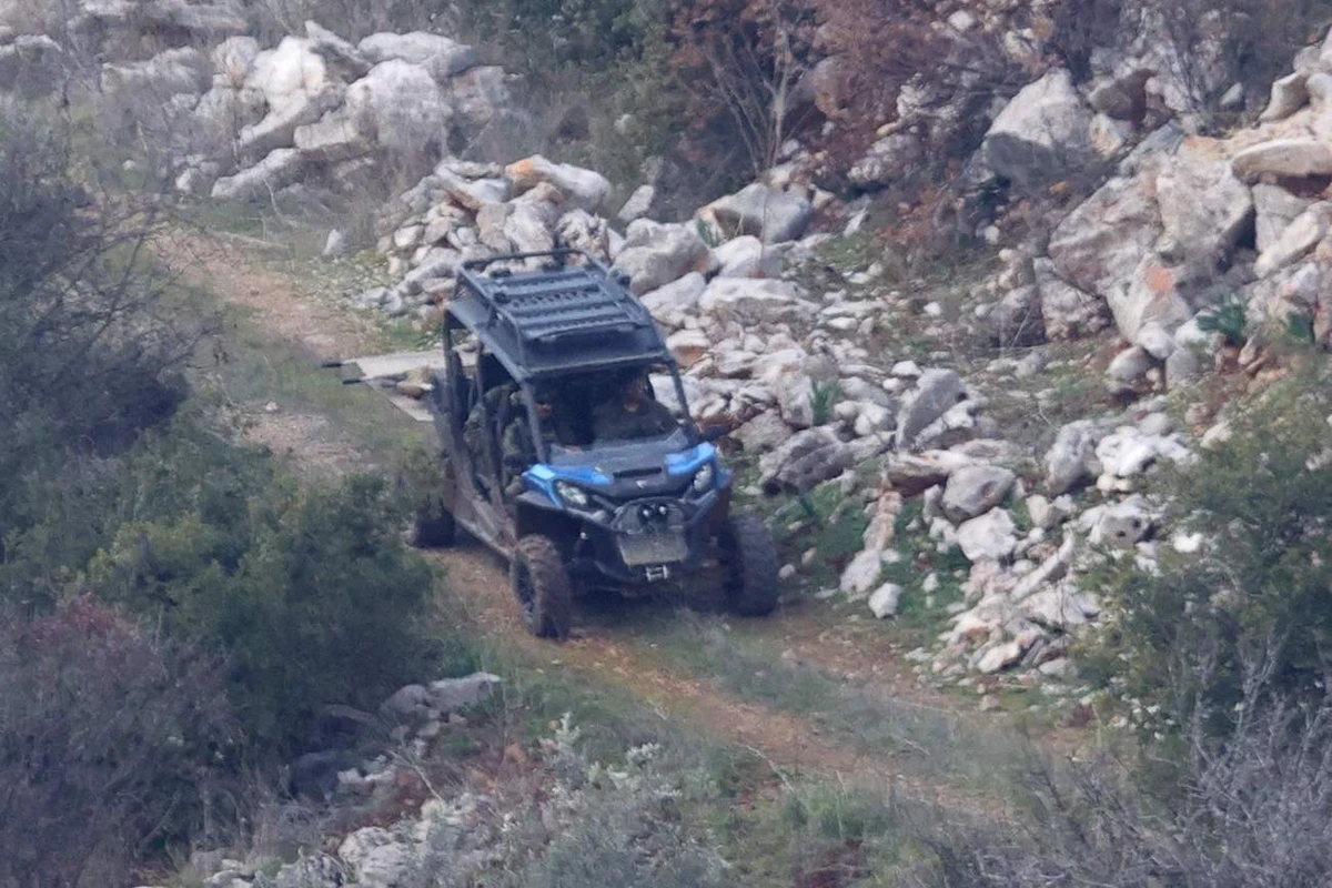 Israeli army forces patrol in the village of Kfarshuba in southern Lebanon on February 17, 2025. (AFP)